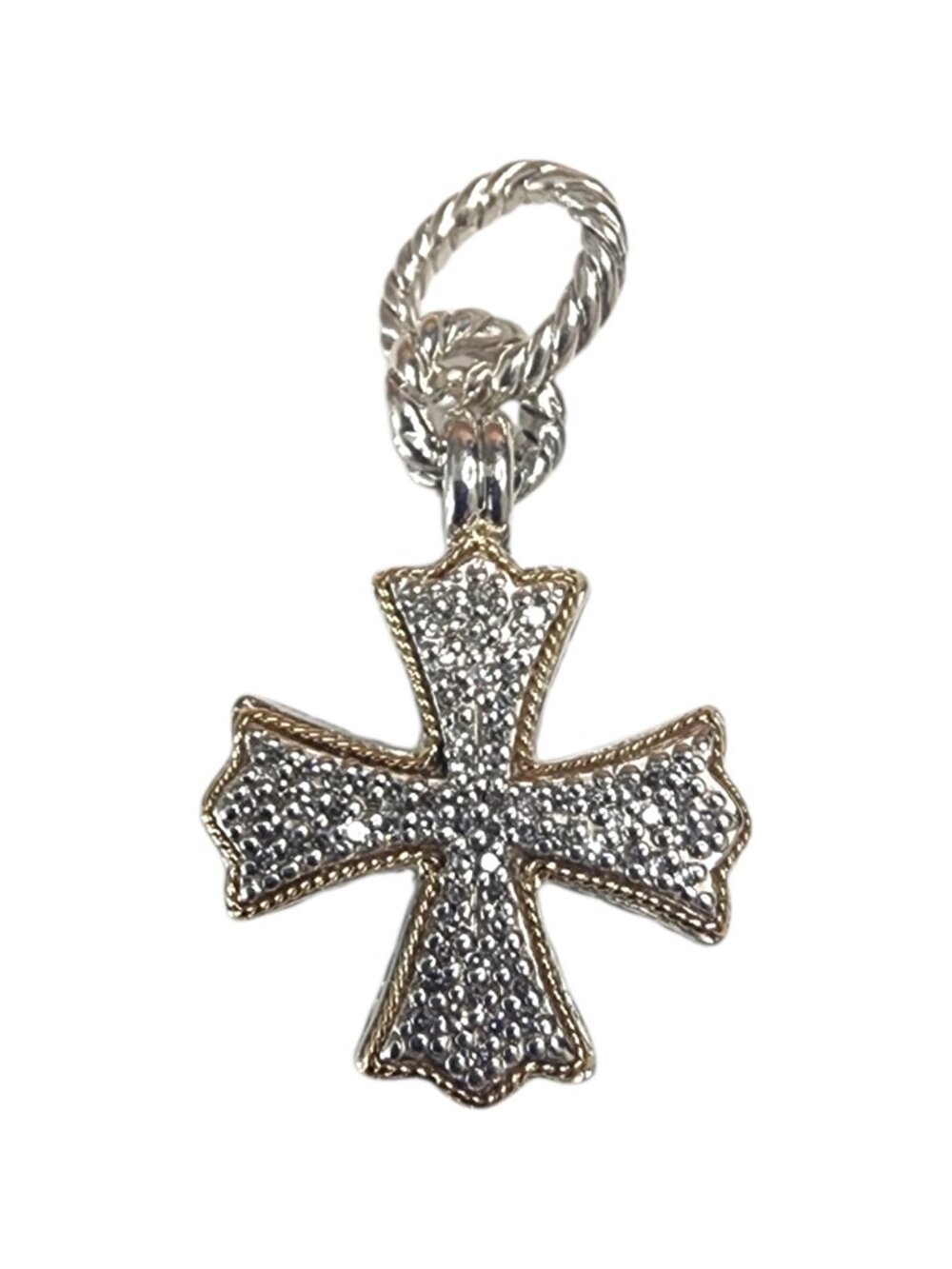 Effy 18k Yellow Gold and Sterling Silver Diamond Cross Pendant #24749